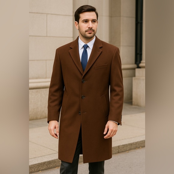 Jos. A. Bank Other - Jos. A. Bank Men’s Wool Blend Overcoat Brown Classic 3-Button Long Coat